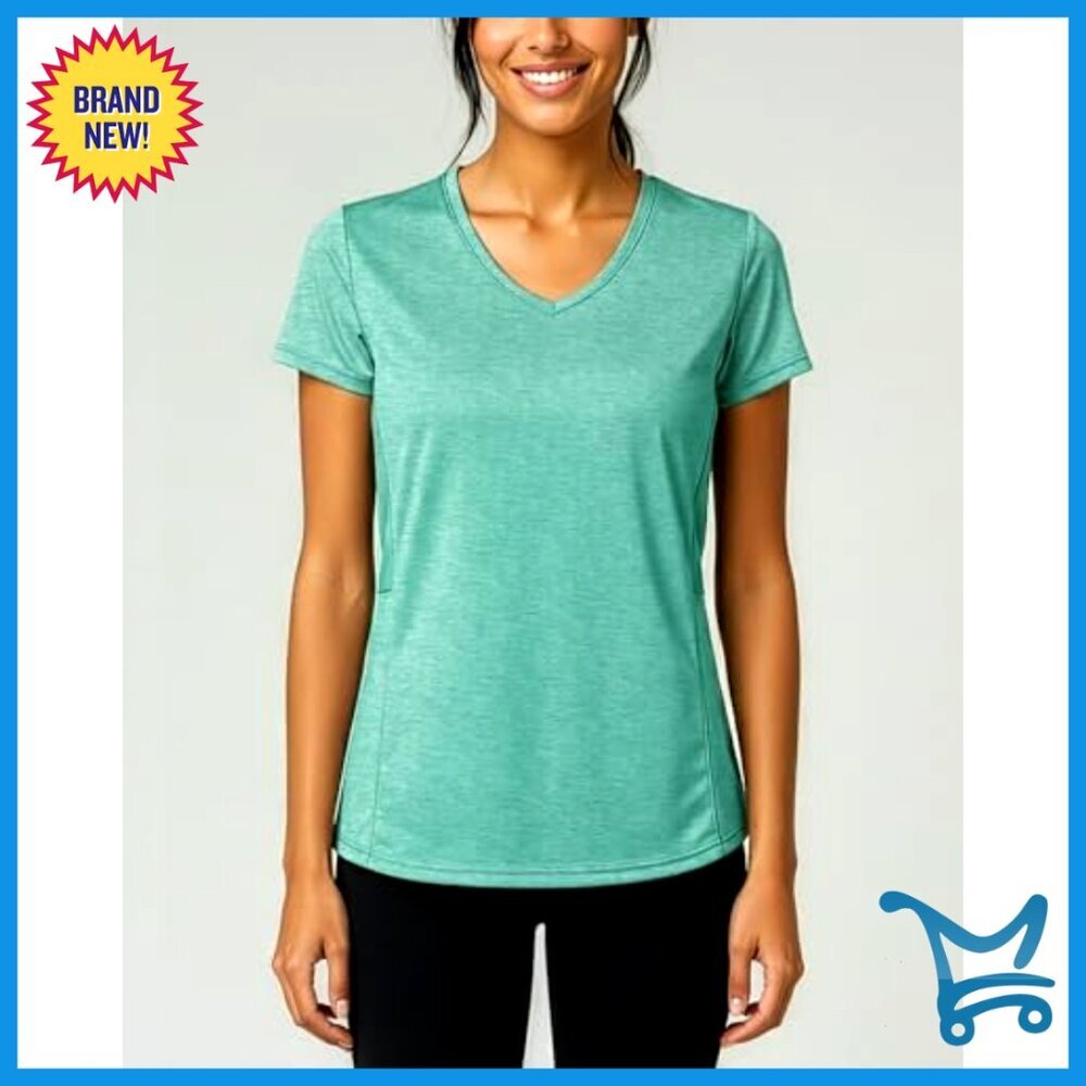 Women's Dry-Fit V-Neck Workout T-Shirts 5-Pack, Moisture-Wicking Activewear - Picture 6 of 7